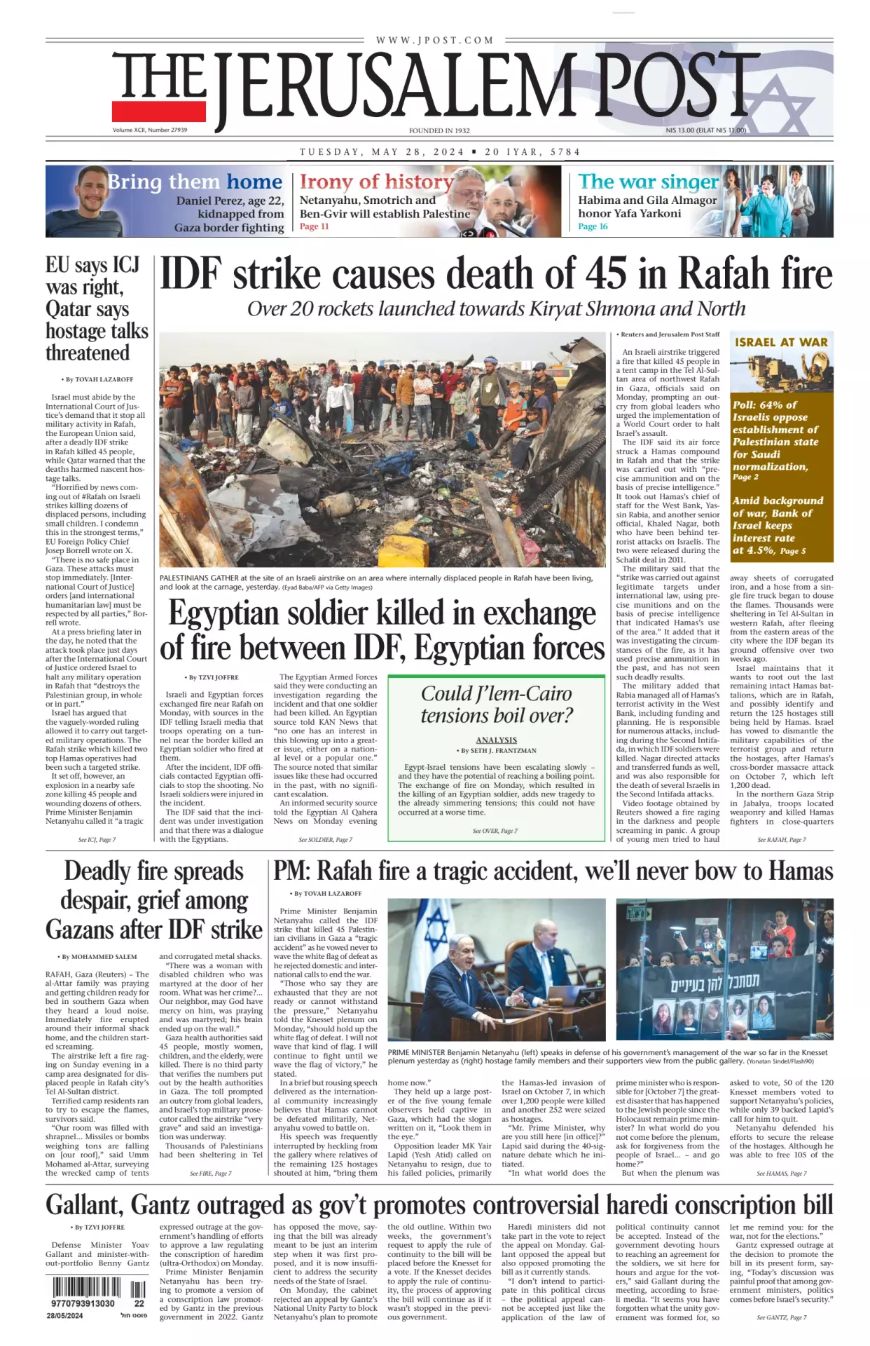 Prima-pagina-the jerusalem post-edizione-di-oggi-28-05-2024